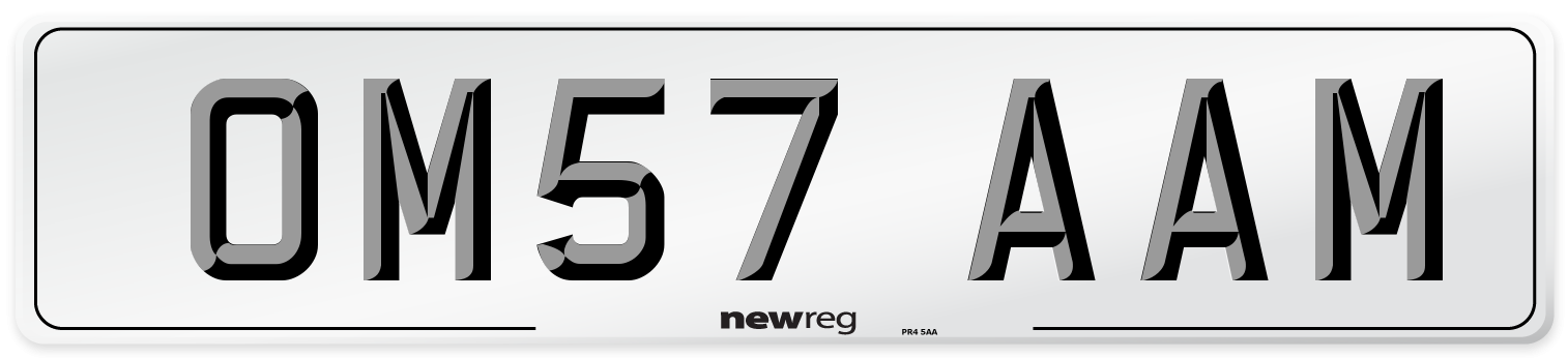 OM57 AAM Number Plate from New Reg